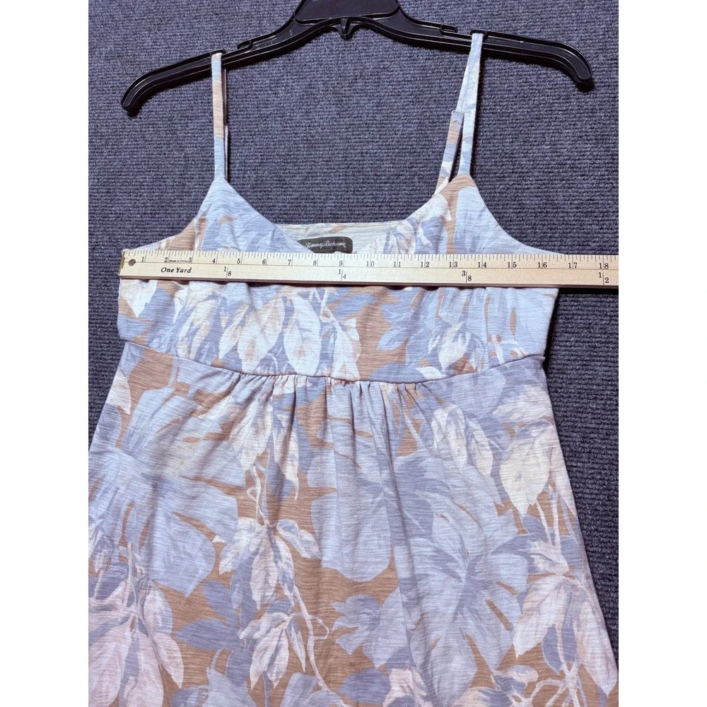 Tommy Bahama Floral Camisole Dress Womens Tan Blue Excellent Tropical Casual - Picture 6 of 8